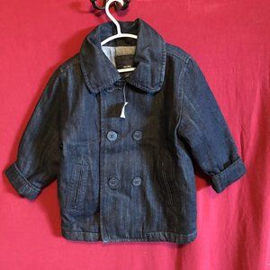 GAP 1969 BABY TODDLER 3 YEARS  DENIM PEA COAT LINED NWT